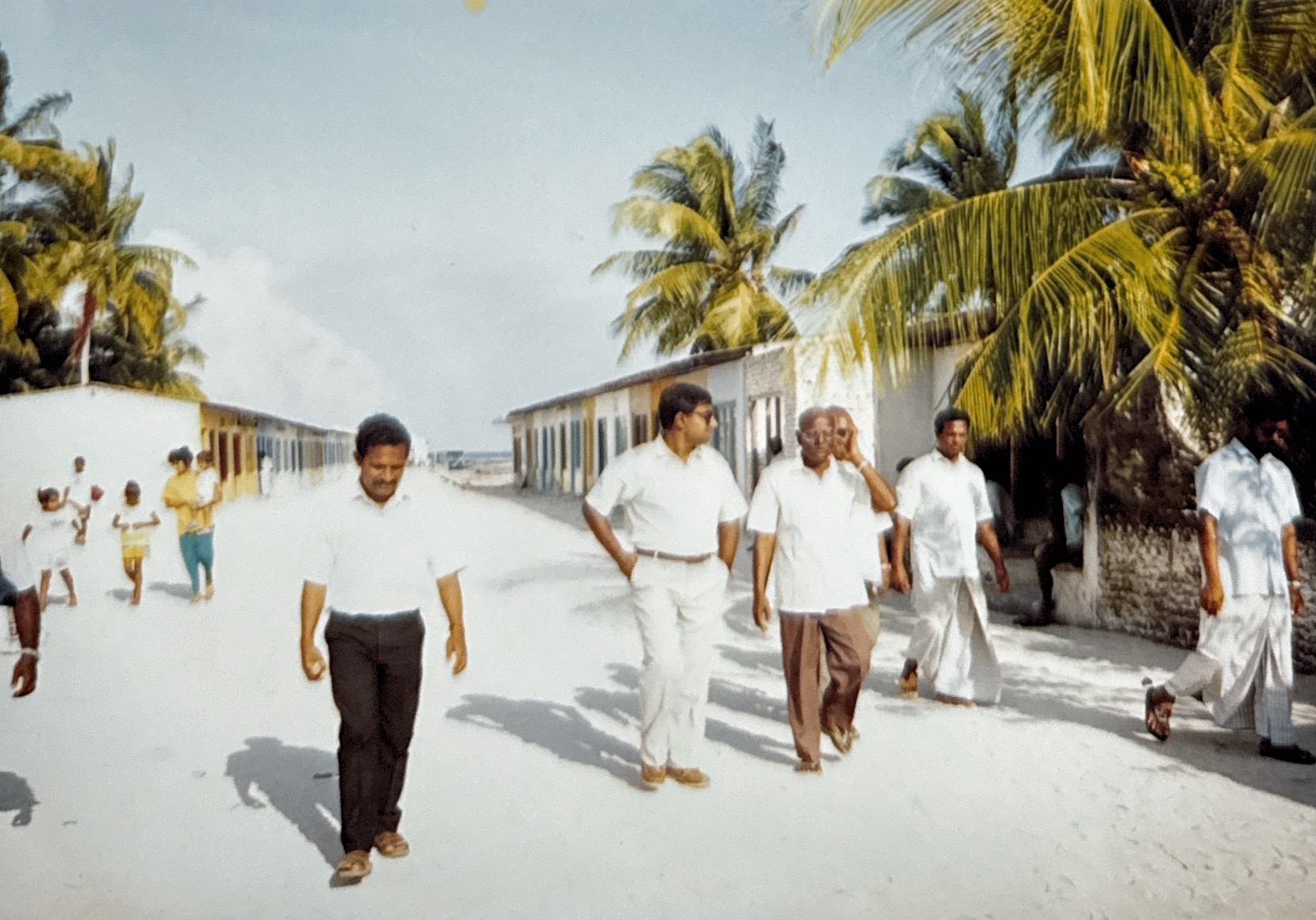 6 Cub Scout Leaders Advance Course Chief Guest Ismail Shafeeu in the center along with Mr. Abdulla Rasheed leading island survey with home islanders